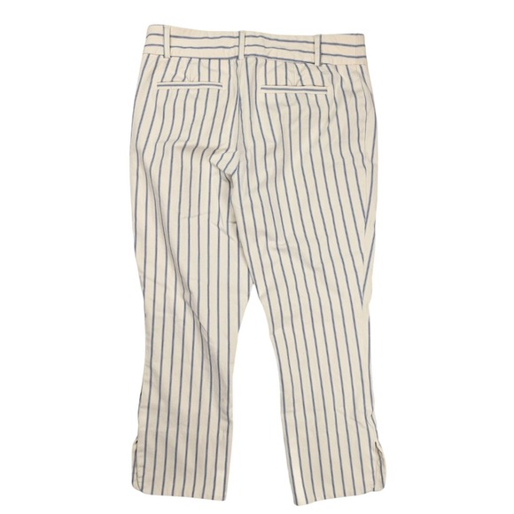 Anthropologie The Essential Slim Cream Blue Striped Ankle Pants Women's Size 6 - Picture 2 of 6